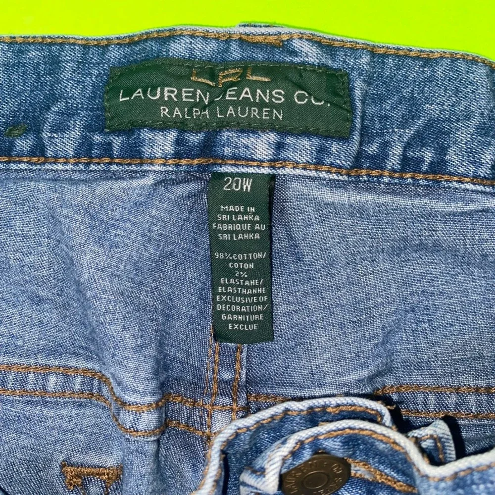 Lauren Ralph Lauren Jeans Co Womens 20W‎ Medium Wash Straight Leg Denim Blue